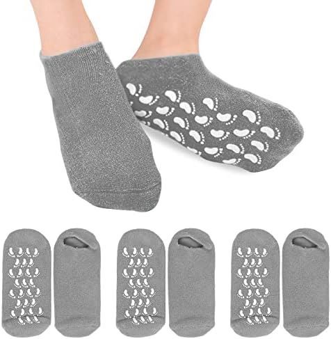 Seraphy 3 PairsMoisturizing heel Socks Gel povezani otvoreni prst za ispucale suhe pete, ženske muške SPA čarape za njegu stopala, siva
