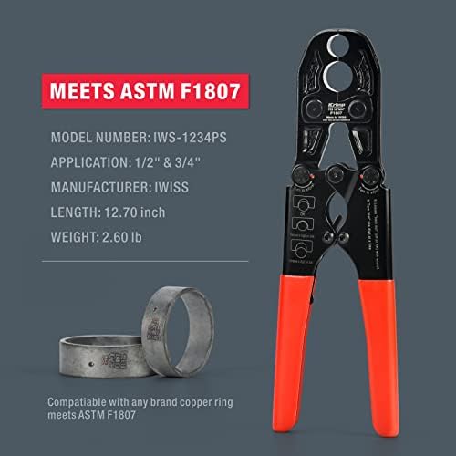 Dual PEX alat za prešanje za 1/2 i 3/4. U bakreni prstenovi sa alatom za uklanjanje bakra za ugradnju ASTM F1807