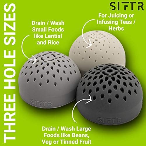 SIFTR svijetlo siva cjedilo za limenke Mini cjedilo - male Cjediljke i Cjedila za uštedu prostora - kuhinjski Gadget za višestruku upotrebu - cjedilo za silikonske limenke