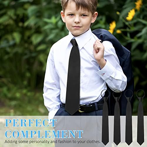 Geyoga 4 kom crna kravata za dječake i malu djecu podesive patentne vezice za 6-12 godina Omladinsko dijete i mala kravata uniforma vjenčane mature