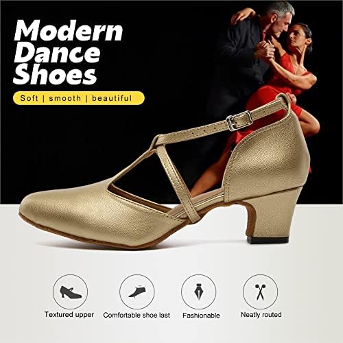 Juodvmp Womens Professional Latin Ballroom Dance Cipele zatvorene noge Dame T-remen Moderne cipele za plesne pumpe, Model YC-L272