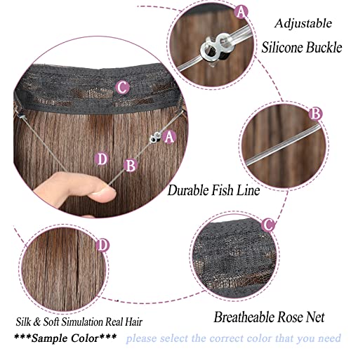 Inscca Hair Halo ekstenzije za žene kosa brineta & prljava siva nevidljiva žica u produžetku lažna kosa