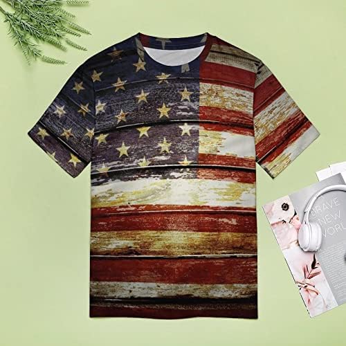 Majice sa američkom drvenom Zastavom za žene majice sa kratkim rukavom sa okruglim vratom grafički