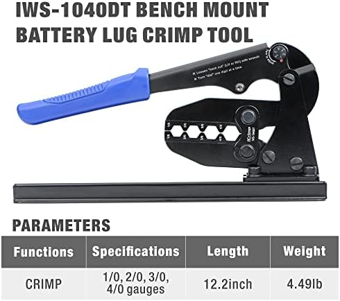 ICRIPP IWS-1040DT 1 / 0WG do 4 / 0AWG klupa za bateriju u obliku Cuquular Ring Crimper za automobilski