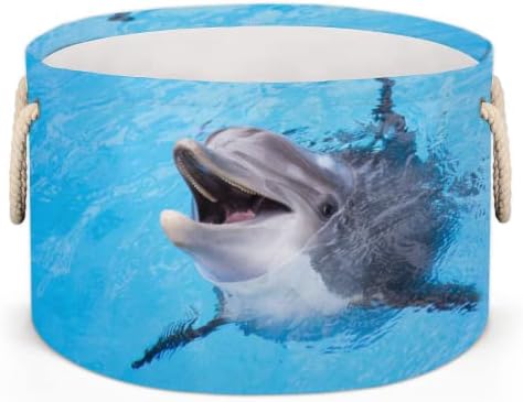 Slatke delfin velike okrugle korpe za odlaganje korpi za veš sa ručkama ćebe korpa za odlaganje