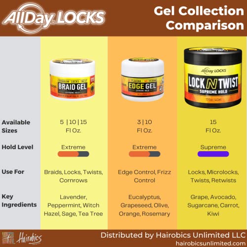 AllDay Locks Lock N Twist / Lock Gel, re-Twist brave, Supreme Hold | Smooths & Tames Frizz, Flake Free, meka završna obrada