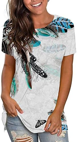 Kratki rukav 2023 Pamuk Crewneck Brodski vrat grafički salon za perje bluza TEE za žene Jesen Ljetna bluza OC OC