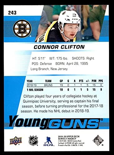 2019 Gornja paluba br. 243 Mladi puške Connor Clifton Boston Bruins NM / MT Bruins