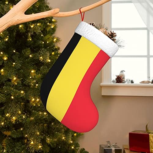 QG ZZX Božićne čarape sa bijelim super mekom plišane manžetne belgijske zastave Xmas Božićne ukrase