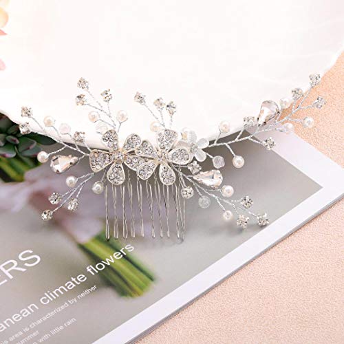 Barode Bridal vjenčanje češalj za kosu srebrni Rhinestone bočni češljevi Crystal Bride Flower hair Accessories za žene i djevojčice