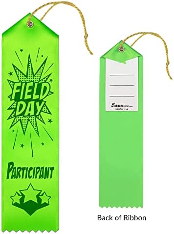 RibbonsNow Dan škole polje učesnik trake – 100 vruće zelene trake sa karticom & niz
