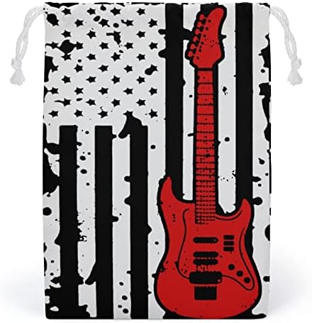 Gitarica Gitarista Muzika USA zastava Platno za skladištenje Torba za punjenje za višekratnu gužvu Torba za vrećicu Torba za kućnu putovanja