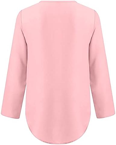 Ženske majice opuštene fit bluze Thirts Dugi rukav Dubinski V izrez Šifon Ležerne prilike za ljetne Fall Thirts Zip Up 2023