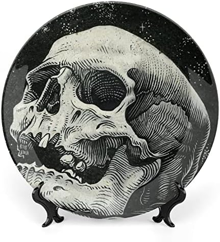 Smrtna lubanja smiješna kost Kina Dekorativna ploča okrugla keramičke ploče zanat sa zaslonom za uredski zid