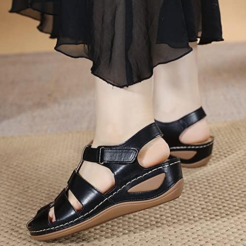 Gufesf široke sandale za žene, žene zatvorene nožne sandale Ležerne prilike ljeti izdubljeni klinovi