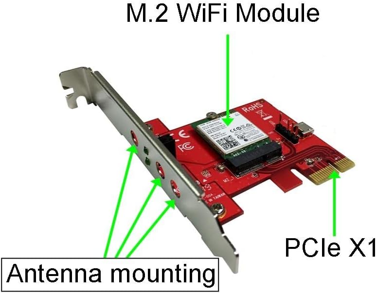 ABLECONN PEXM2150E PCI Express X1 adapter kartica sa M.2 tipkom E utičnicom - podržavaju M2 E tipku ili A-E tipku WiFi ili Bluetooth modul