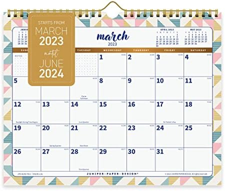 Zidni kalendar 2023-2024-11 x 8,75 inča-od marta 2023. do juna 2024. - zabavni Mjesečni kalendar stola 2023-2024 - dvožični povez sa Visećom kukom i bez podstavljenim blokovima-zidni kalendar 2023 mjesečno