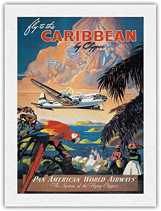 Fly to the Caribbean by Clipper-Pan American World Airways - Vintage Airline Travel Poster