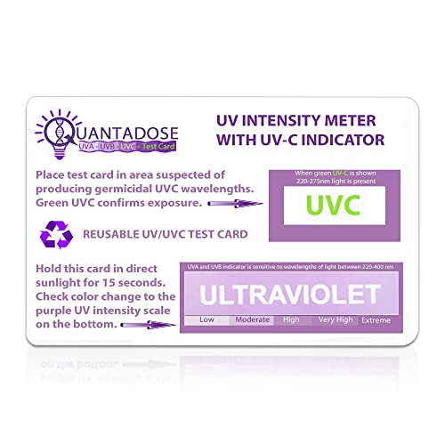 QuantaDose® UVC kartica za ispitivanje svjetlosti sa UVC indikatorom talasne dužine svjetlosti i Fotohromnim testom UV intenziteta