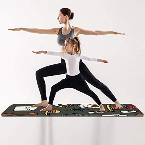 Unicey debeli Neklizajući Vježba & fitnes 1/4 yoga mat sa Doodled day of the Dead Print za Yoga Pilates & amp ;fitnes vježbe na podu