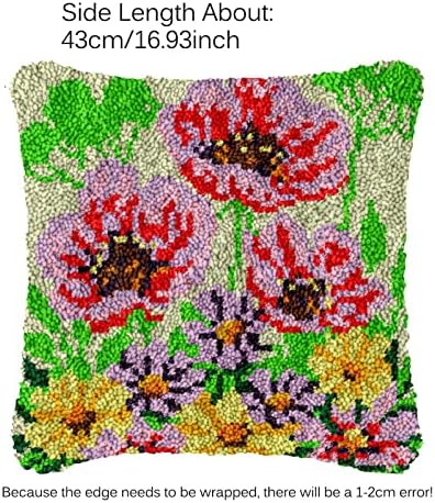 Komplet kukica za kvake za cvijeće, kompleti jastuka za bacanje u različitim uzorcima za odrasle djecu početnike, set kukičanja pređe, iskreni ručno rađeni pokloni 16x 16 inča, mreže u boji-tratinčice