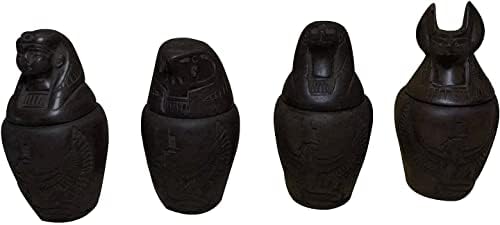 Egipatske drevne kante za staklenke na zatvorima otkucane statua statua statua prebiva Faraonskih faraona Kolekcija Kolekcionarna mitologija Suvenir Handmade Antikni hijeroglifski hijeroglifski ukras