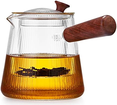 Dopudo meditacijski čajnik, 27oz / 800ml čajnik čajnika s infusirom i drvom za drva, Borosilikat staklenim aparatom za čaj od labavog lišća, čaj za čaj za cvjetanje čaja