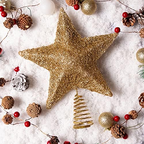 Lawoho božićno stablo Topper Star ukrasi blistavi zlatni sjajni metalni festival poklon prikaz osvijetljenog čistog dekora zvezda Betlehema - 10 inča fit za božićnu drvcu za opće veličine