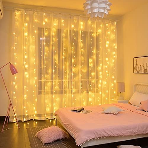 Ldgj 300 LED baterija za zavjese za prozor USB Božićna svjetla svadbena zabava kućni vrt spavaća soba vanjski unutarnji zidni ukrasi, topla bijela