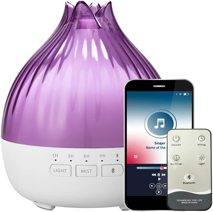 2022 NOVO AROMA Essentials Difuser Početna Uredski aparati Luksuzni ultrazvučni sa Bluetooth zvučnikom i daljinskim upravljačem Orchidee Style Phone Glazba aplikacija
