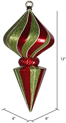 Vickerman 12 prugasti sjajni dijamant završni Božićni Ornament sa sjajnim akcentima, otpornom