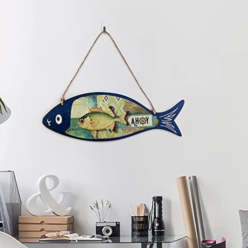 Ljetna drvena riba Dobrodošli znak nautički zid umjetničko dekor viseći vintage riblje ornament