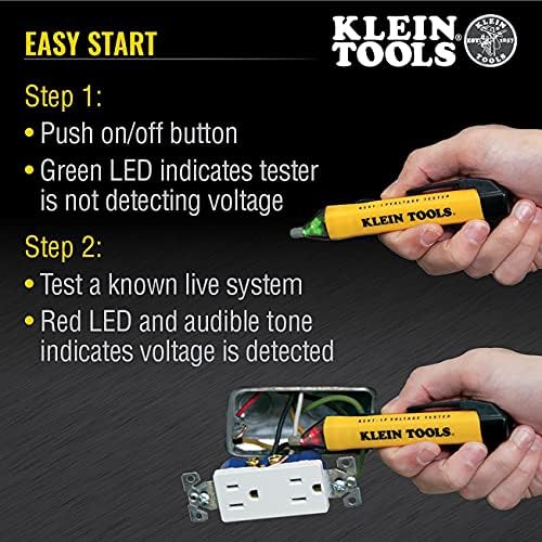 Klein Alati ET140 Mjerač bez pinjete i NCVT1P Tester napona, olovka za detekciju napona, 50V do 1000V AC, zvučni i treperi LED alarmi, džepni kopču