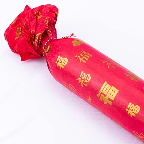 MR FIVE 100 listova crveno sa zlatom Kineski Fu papir u rasutom stanju,20 x 14, Zlatni Fu dizajn kineske novogodišnje maramice, kineske Nove godine maramice za umotavanje poklona za poklon torbe