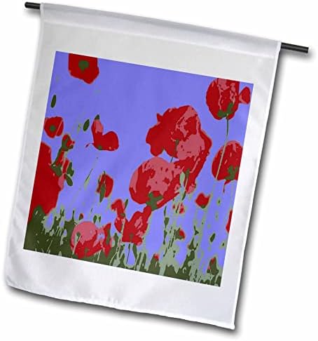 3dRose Taiche-vektorska Umjetnost-makovi-umjetnički Botanički Crveni makovi-zastave
