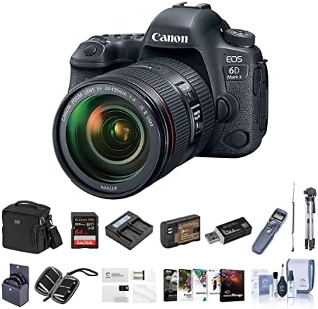 Canon EOS 6D Mark II DSLR sa EF 24-105mm f / 4L ISII USM objektiv - paket sa 64 GB SDHC U3 kartica, futrola