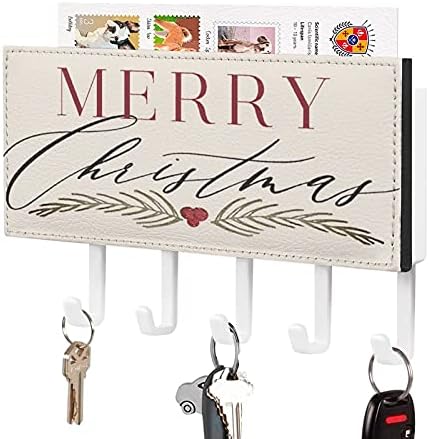 Merry Božićni držač za zid, nosač za uređenje masnog kuće i nosač za ključeve za ulazne puteve, seoski kućni kučni kuke, rustikalni vješalice sa 5 kuka