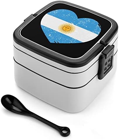 Argentina Retro zastava srca u obliku srca smiješno u jednom bento kutiju za ručak sa kašikom