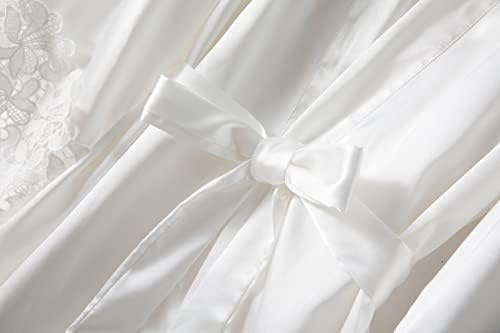 North Bund ženska nevjesta djeveruša svilenkaste haljine sa čipkastim ukrasima Svadbeni vez bade mantil za svadbene zabave odjeća za spavanje