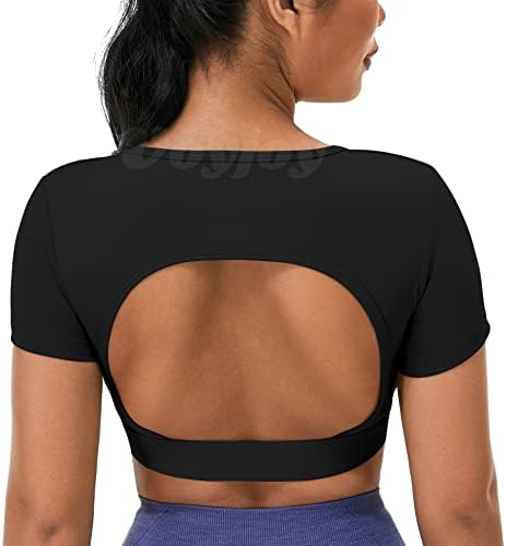 VOYJOY žene open Back Tee ženske majice bez leđa kratke rukave Crop Tops za žene trening teretana Shirt izlazak na vrh