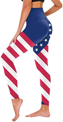 Tajice za 4. jul za žene američke zastave Yoga Workout helanke visokog struka Ultra meke elastične udobne atletske sportske hlače