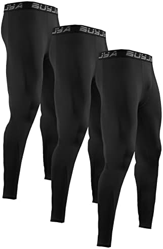BUYJYA 3 Paket muške kompresijske hlače za trčanje tajice za vježbanje atletske hladne suhe joge odjeća