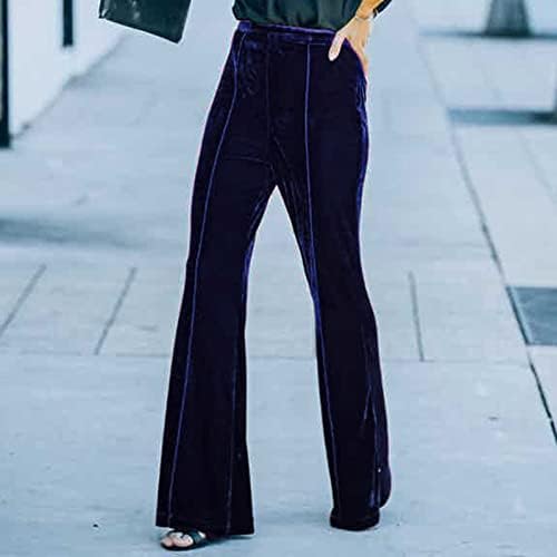 Ženske nožne pantalone za žene Flare Stretch Street Dukseri Trendy Solid Color Hlače plišane modne