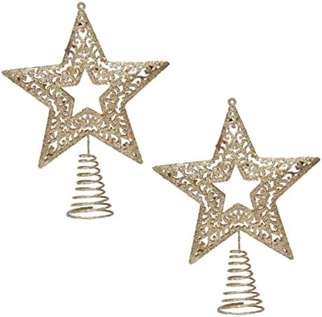 Yardwe 2pcs Božićno ukrašavanje stabala TOW STAR ELK Dekor Nativity ukrasi Nativnost Dekor Gold Star Tree Topper