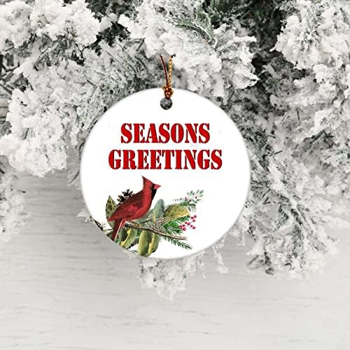Red Birds keepsake Ornamenti godišnja doba Pozdrav Božić viseći Ornamenti viseći božićno drvo Ornament okrugli ukrasi poklon napravljen u SAD-u