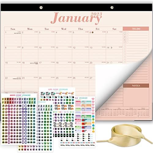 Pastel Minimalistički kalendar 2023 Veliki 22x17 - 12 mjesečni kalendar za radnu površinu / zid, januar