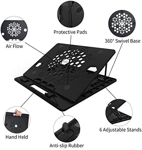Aicheson laptop postolje, podesiva visina Držač bilježnice, ergonomski prozračeni prijenosni prijenosni prijenosni sigurnosni uspon kompatibilan sa 10 -15,6 prijenosnih računala, crni