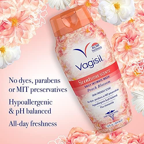Vagisil mirisni mirisi svakodnevno intimno žensko pranje za žene-Peach Blossom, ginekolog Testirano, svježe i nježno na koži, 12 unca, pakovanje od 3