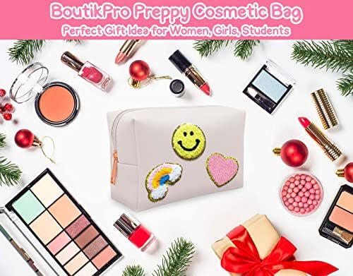 BoutikPro prefeppy patch šminka, premium osmijeh srca Rainbow PU kožna toaletna torba Kozmetička