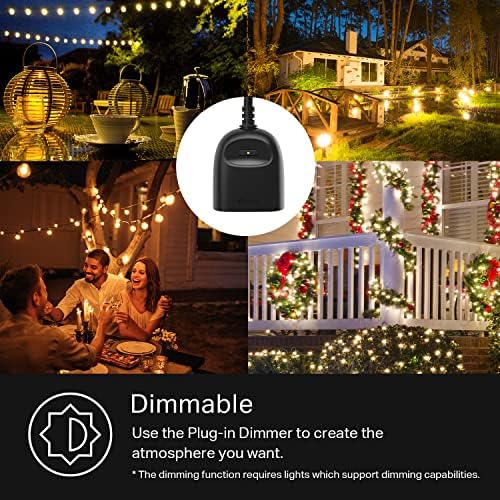 Kasa vanjski Smart Dimmer utikač, IP64 Plug-in Dimmer za Vanjska žičana svjetla, kompatibilan sa Alexa, Google